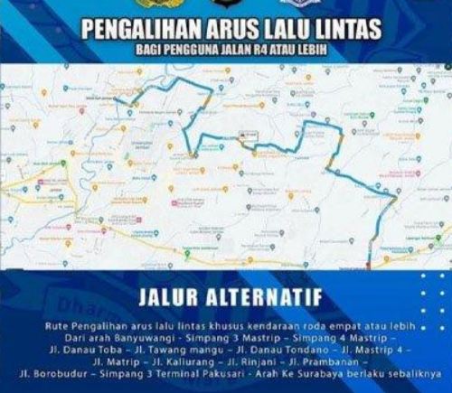 Pengalihan Arus Lalu Lintas Jember-Banyuwangi Jembatan Pasar Wirolegi