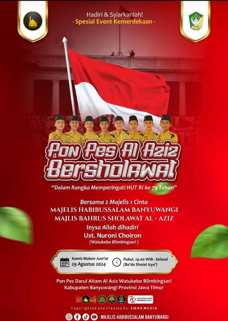 Ponpes Al Aziz Gelar Sholawat Kolosal untuk Peringati HUT RI ke-79