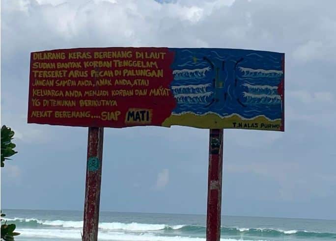 ombak besar, Pantai Trianggulasi tidak aman untuk berenang atau berselancar bagi pemula