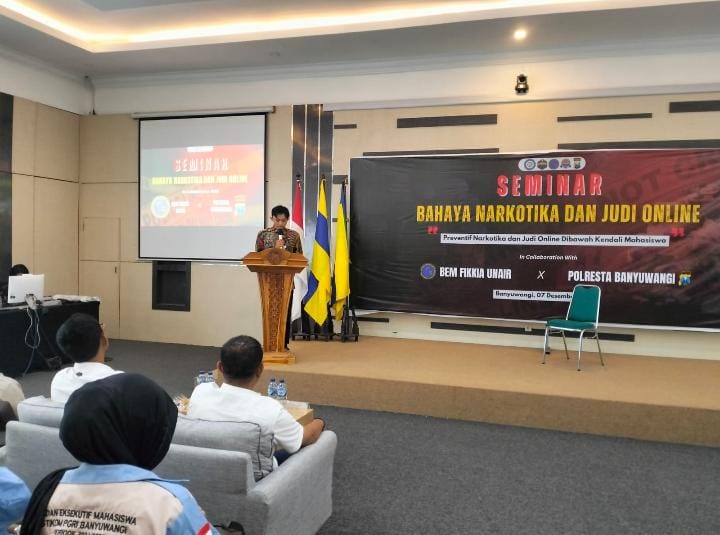 Seminar Bahaya Narkoba dan Judi Online, Mahasiswa UNAIR dan Polresta Banyuwangi