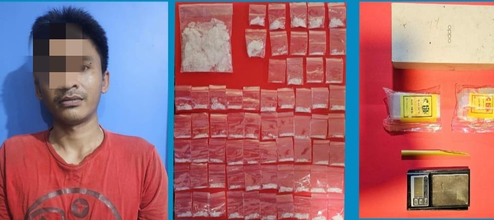 tersangka dan barang bukti 65 Paket Siap Edar Diamankan