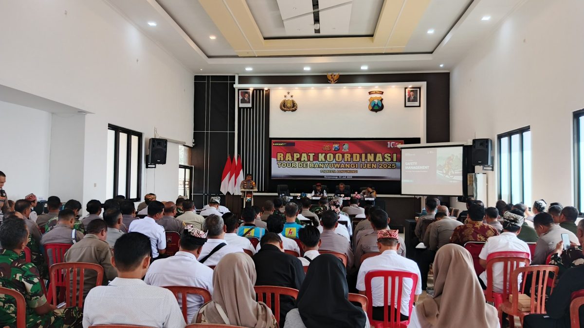 rapat koordinasi pengamanan ajang balap sepeda internasional Tour de Banyuwangi Ijen (TdBI) 2025