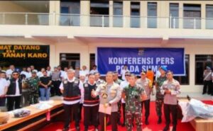 Konferensi Pers Polda Sumut,Terkait Terbakarnya Rumah Wartawan di Kabanjahe