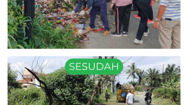 Petugas Satpol PP dan pemerintah kecamatan Deli Serdang menertibkan lokasi pembuangan sampah liar.