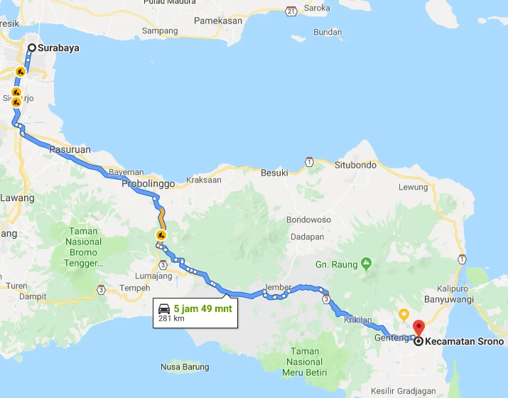 Rute Road Trip dari Surabaya ke Banyuwangi