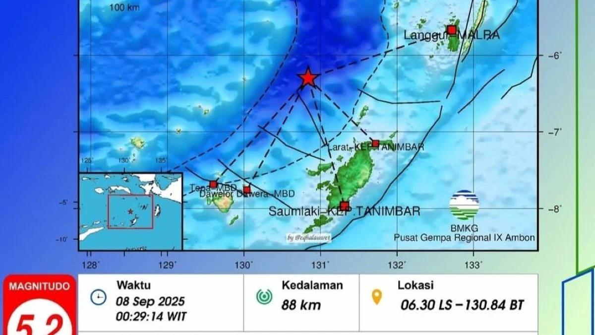 Gempa Bumi Magnitudo 5,2 Guncang Laut Banda, Masyarakat Tetap Tenang