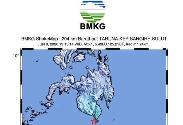 Gempa M 5,1 Guncang Tahuna Kepulauan Sangihe Sulut, BMKG Pastikan Tidak Berpotensi Tsunami