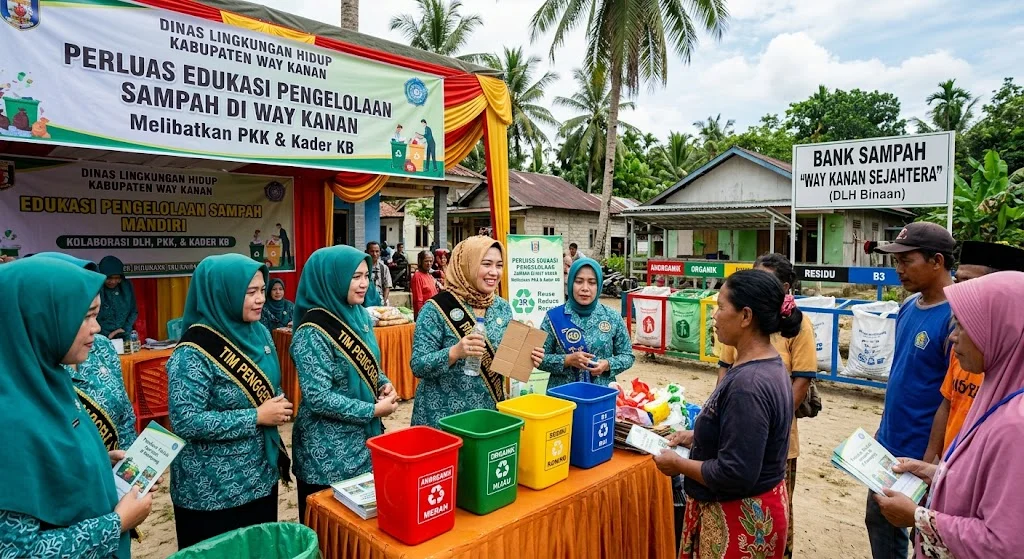 DLH Way Kanan Gandeng PKK dan Kader KB untuk Edukasi Pengelolaan Sampah hingga Tingkat Kampung