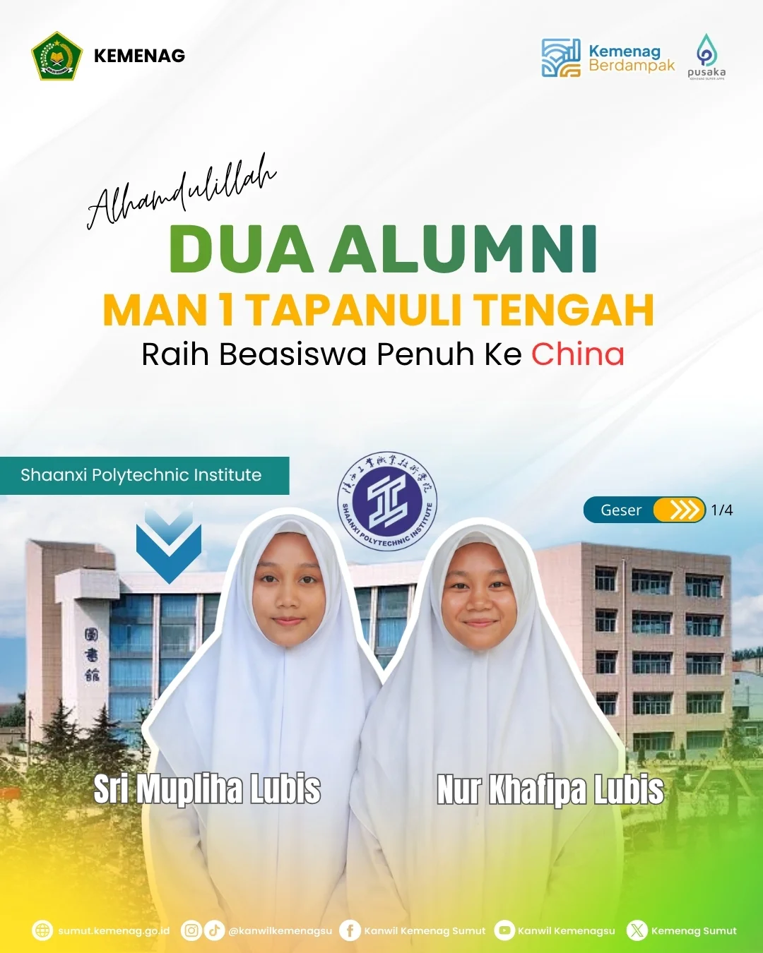 Dua Alumni MAN 1 Tapanuli Tengah Raih Beasiswa Penuh ke China, Bukti Daya Saing Madrasah di Kancah Global