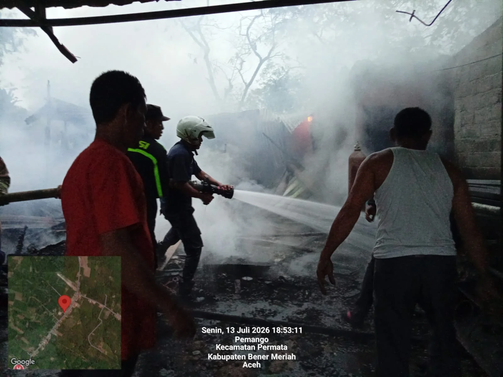 Dua Rumah Warga Terbakar di Desa Pemango Bener Meriah: Dugaan Ledakan Gas LPG
