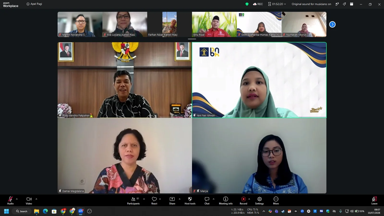 Kemenkum Riau Gelar Apel Pagi Virtual: Langkah Strategis Menuju WBBM dan Penguatan Integritas