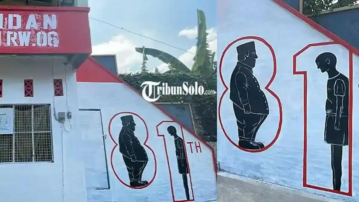 Viral Mural Angka 81 Bergambar Pria Gemuk dan Kurus di Sukoharjo Jelang HUT RI