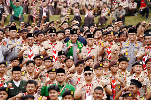 Hadiri Kemah Nasional Pramuka PUI, Kapolri Nostalgia Ikut Pramuka dari SD-SMA