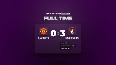 Hasil Liga Inggris: Bournemouth Permalukan Man United 3-0 di Old Trafford