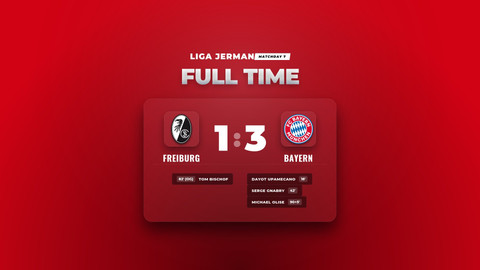 Hasil Liga Jerman Bayern Petik Kemenangan 3-1 di Markas Freiburg