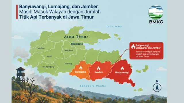 Jember, Lumajang dan Banyuwangi Jadi Wilayah dengan Hotspot Terbanyak di Jawa Timur