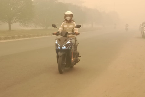 Kabut Asap Karhutla di Palangka Raya Menguning, Jarak Pandang Hanya 50 Meter