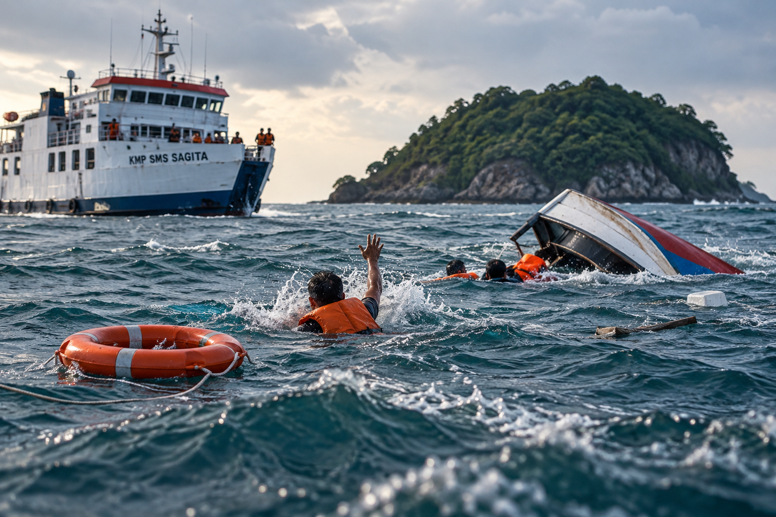 Perahu Terbalik Dihantam Ombak di Perairan Pulau Tempurung, 2 Pemancing Tewas