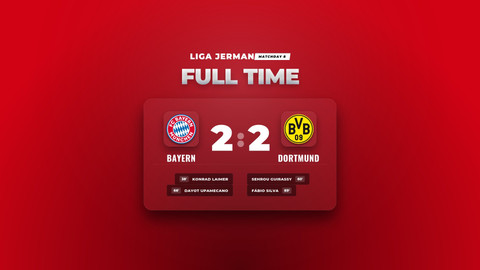 Hasil Liga Jerman Bayern dan Dortmund Berbagi Poin Imbang 2-2